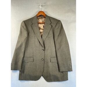 Warren Sewell Mens 44R Western Blazer Brown Houndstooth Wool Blend Sport Coat